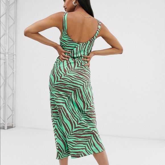 ASOS Midi Satin Zebra Print Slip Dress - Picture 4 of 7